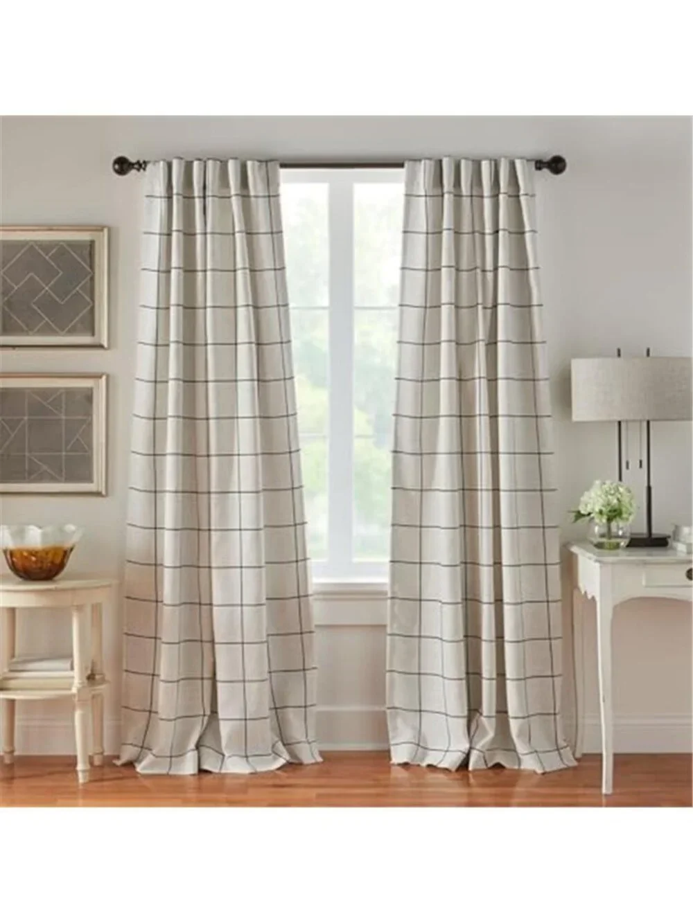 Home Fashions Brighton Windowpane Plaid Blackout Window Curtain Living
